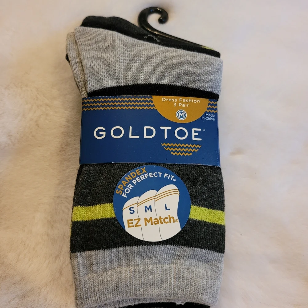 Gold Toe Youth EZ Match Dress Fashion Socks 6 Pair New With Tag Size Medium